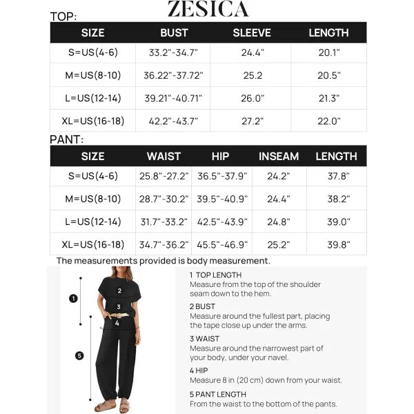 imageZESICA Womens 2 Piece Outfits Sweater Set Short Sleeve Mock Neck Knit Pullover Top High Waist Pant Tracksuit Lounge SetsBlack