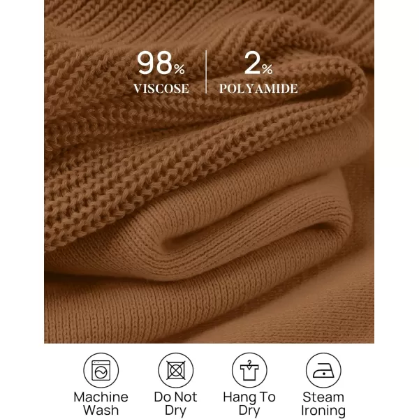 imageZESICA Womens 2 Piece Outfits Sweater Set Short Sleeve Mock Neck Knit Pullover Top High Waist Pant Tracksuit Lounge SetsBrown