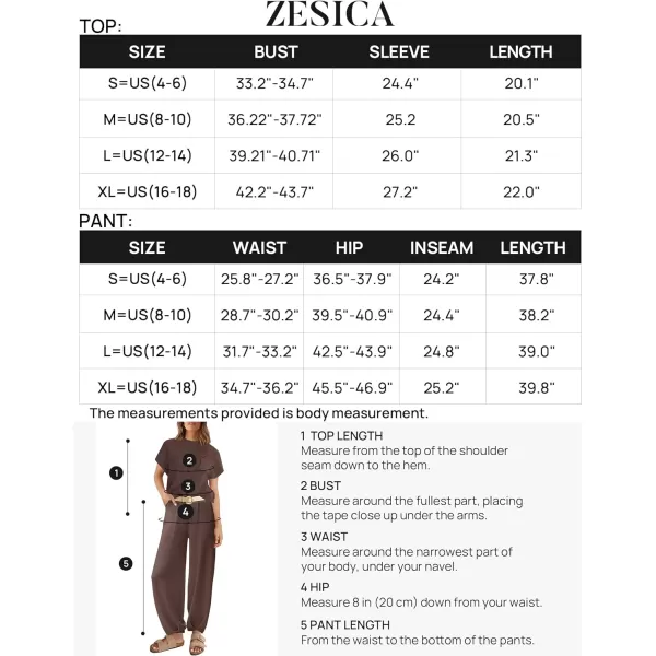 imageZESICA Womens 2 Piece Outfits Sweater Set Short Sleeve Mock Neck Knit Pullover Top High Waist Pant Tracksuit Lounge SetsCoffee