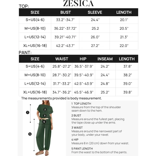 imageZESICA Womens 2 Piece Outfits Sweater Set Short Sleeve Mock Neck Knit Pullover Top High Waist Pant Tracksuit Lounge SetsDarkgreen