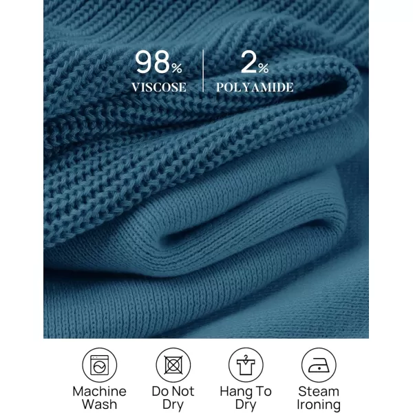 imageZESICA Womens 2 Piece Outfits Sweater Set Short Sleeve Mock Neck Knit Pullover Top High Waist Pant Tracksuit Lounge SetsDustyblue