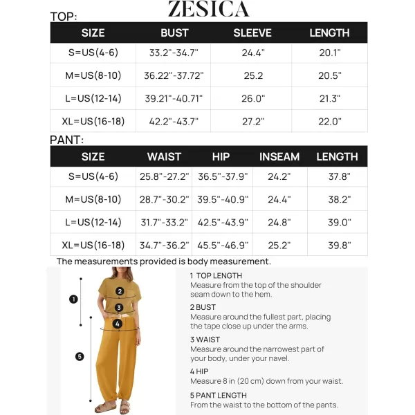 imageZESICA Womens 2 Piece Outfits Sweater Set Short Sleeve Mock Neck Knit Pullover Top High Waist Pant Tracksuit Lounge SetsGinger