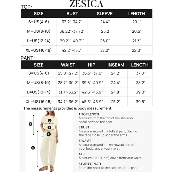 imageZESICA Womens 2 Piece Outfits Sweater Set Short Sleeve Mock Neck Knit Pullover Top High Waist Pant Tracksuit Lounge SetsIvory