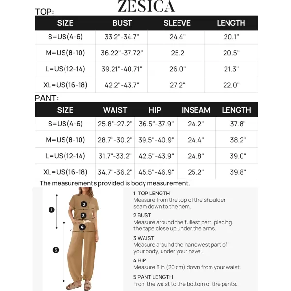imageZESICA Womens 2 Piece Outfits Sweater Set Short Sleeve Mock Neck Knit Pullover Top High Waist Pant Tracksuit Lounge SetsKhaki