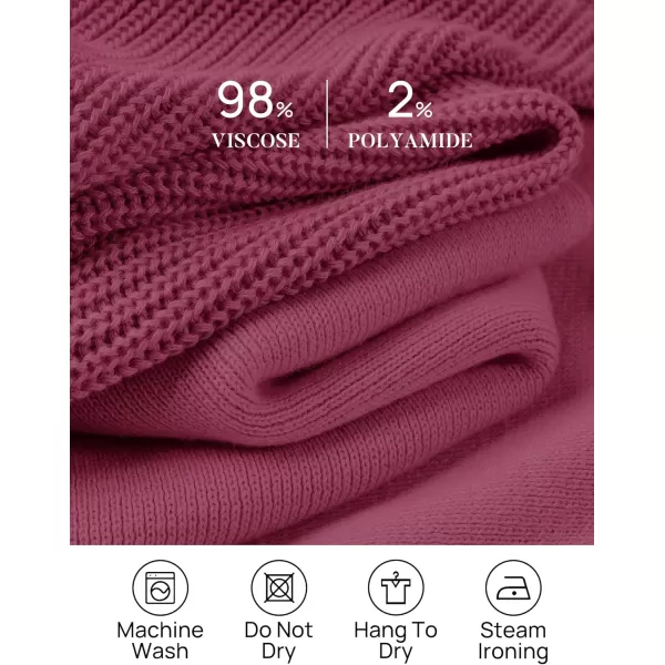imageZESICA Womens 2 Piece Outfits Sweater Set Short Sleeve Mock Neck Knit Pullover Top High Waist Pant Tracksuit Lounge SetsPlum