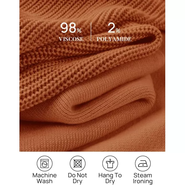imageZESICA Womens 2 Piece Outfits Sweater Set Short Sleeve Mock Neck Knit Pullover Top High Waist Pant Tracksuit Lounge SetsRust