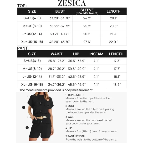 imageZESICA Womens 2 Piece Outfits Sweater Set Short Sleeve Mock Neck Knit Pullover Top and Shorts Tracksuit Lounge SetsBlack