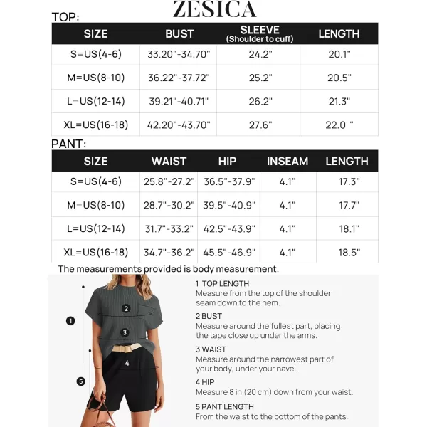 imageZESICA Womens 2 Piece Outfits Sweater Set Short Sleeve Mock Neck Knit Pullover Top and Shorts Tracksuit Lounge SetsDarkgrey