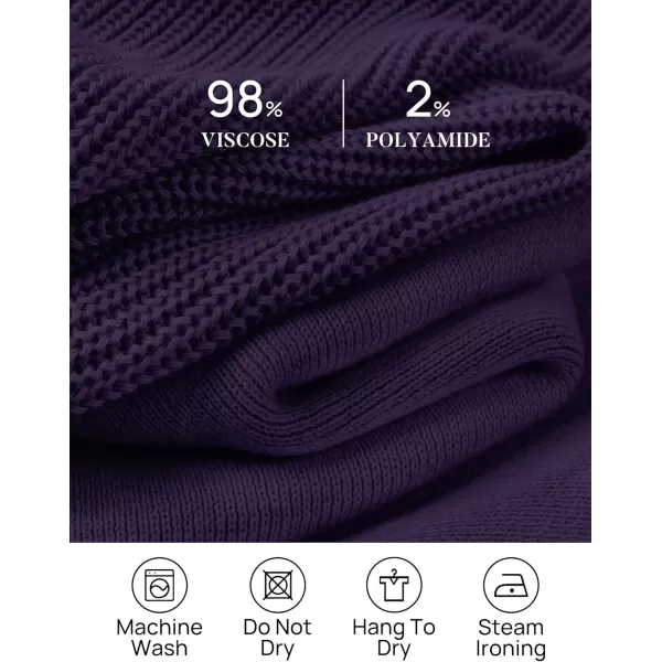 imageZESICA Womens 2 Piece Outfits Sweater Set Short Sleeve Mock Neck Knit Pullover Top and Shorts Tracksuit Lounge SetsDarkpurple