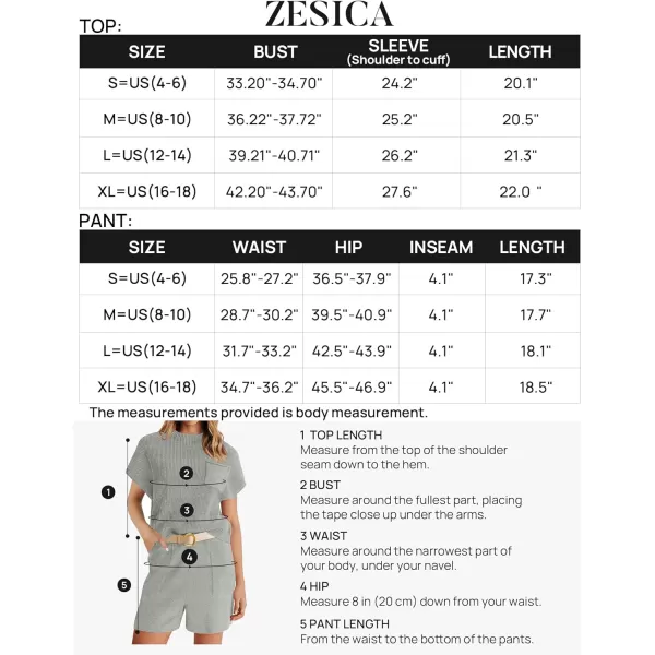imageZESICA Womens 2 Piece Outfits Sweater Set Short Sleeve Mock Neck Knit Pullover Top and Shorts Tracksuit Lounge SetsGrey