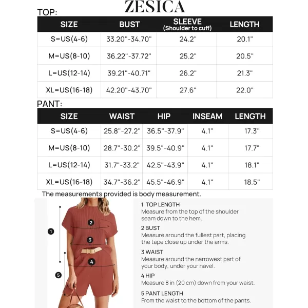 imageZESICA Womens 2 Piece Outfits Sweater Set Short Sleeve Mock Neck Knit Pullover Top and Shorts Tracksuit Lounge SetsRust