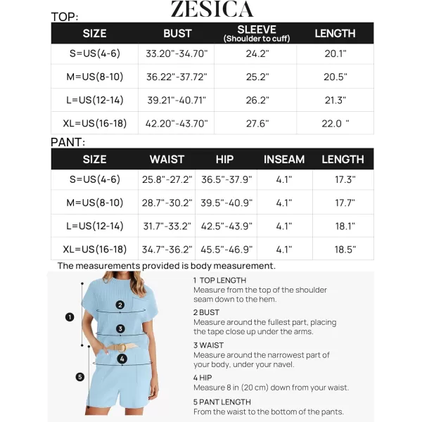 imageZESICA Womens 2 Piece Outfits Sweater Set Short Sleeve Mock Neck Knit Pullover Top and Shorts Tracksuit Lounge SetsSky