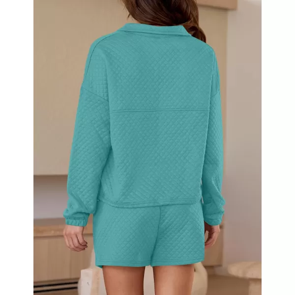 imageZESICA Womens 2 Piece Outfits Sweatsuit Set Oversized Y2k Zipper Hoodie Sweatshirt and Shorts Tracksuit Lounge SetsBlue