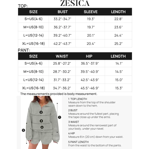 imageZESICA Womens 2 Piece Outfits Sweatsuit Set Oversized Y2k Zipper Hoodie Sweatshirt and Shorts Tracksuit Lounge SetsGrey