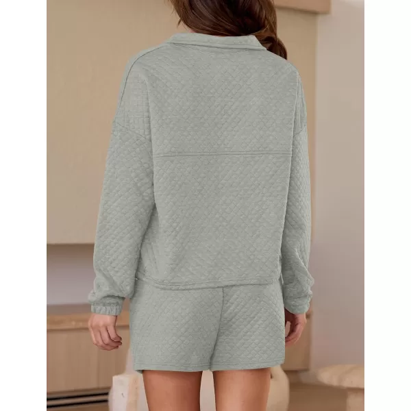 imageZESICA Womens 2 Piece Outfits Sweatsuit Set Oversized Y2k Zipper Hoodie Sweatshirt and Shorts Tracksuit Lounge SetsGrey