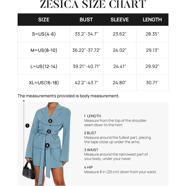 imageZESICA Womens 2023 Blazers Long Sleeve Lapel Open Front Oversized Business Work Office Jackets Blazer with BeltDustyblue