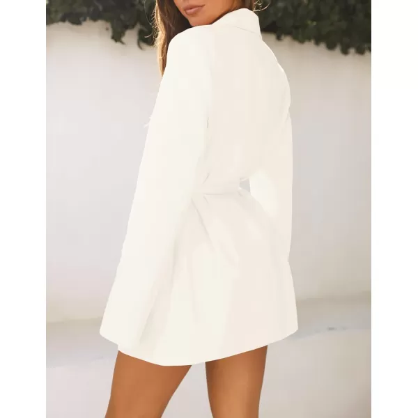 imageZESICA Womens 2023 Blazers Long Sleeve Lapel Open Front Oversized Business Work Office Jackets Blazer with BeltIvory