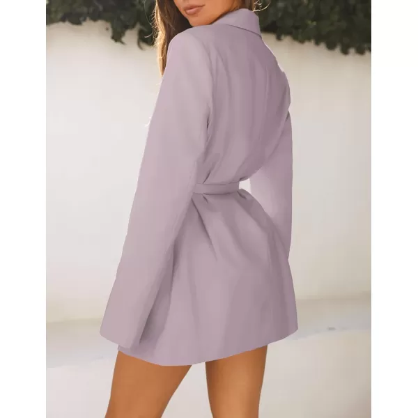 imageZESICA Womens 2023 Blazers Long Sleeve Lapel Open Front Oversized Business Work Office Jackets Blazer with BeltPurple