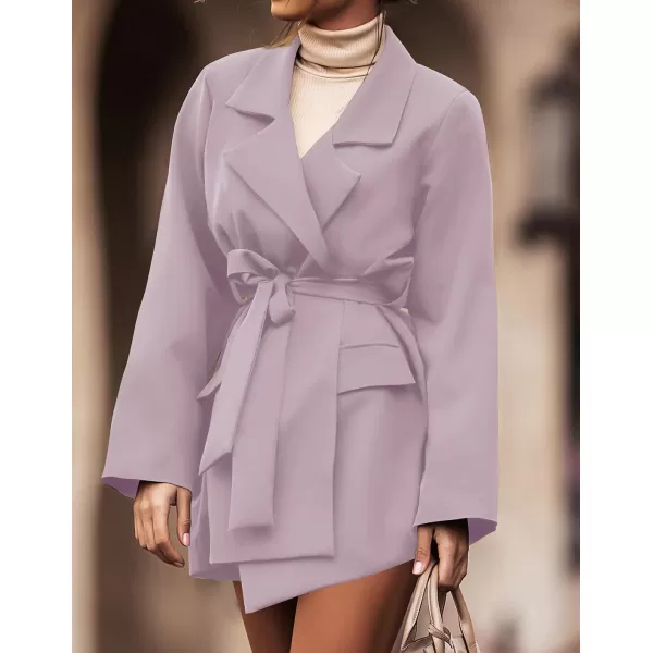 imageZESICA Womens 2023 Blazers Long Sleeve Lapel Open Front Oversized Business Work Office Jackets Blazer with BeltPurple