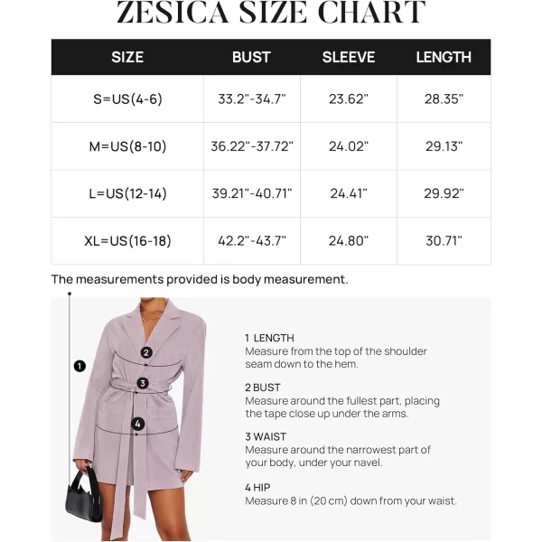 imageZESICA Womens 2023 Blazers Long Sleeve Lapel Open Front Oversized Business Work Office Jackets Blazer with BeltPurple