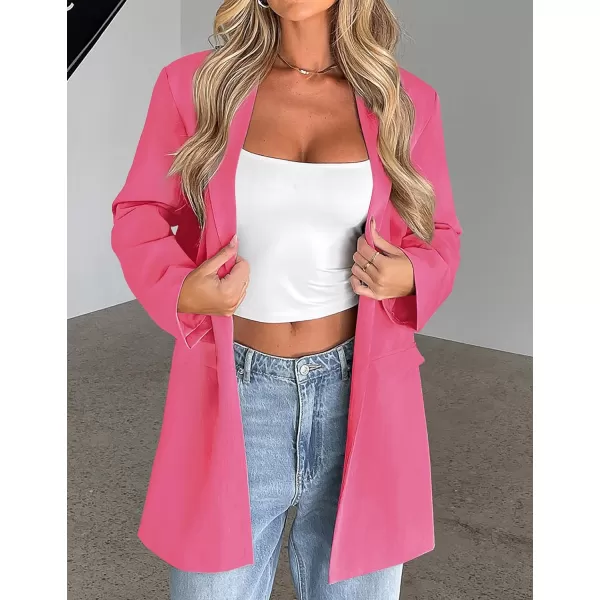 imageZESICA Womens 2023 Blazers Long Sleeve Lapel Open Front Oversized Business Work Office Jackets Blazer with BeltRosepink