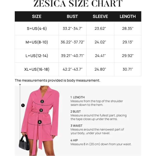 imageZESICA Womens 2023 Blazers Long Sleeve Lapel Open Front Oversized Business Work Office Jackets Blazer with BeltRosepink