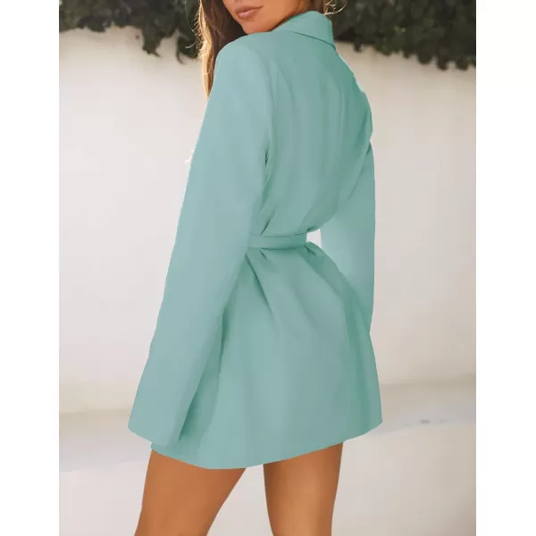 imageZESICA Womens 2023 Blazers Long Sleeve Lapel Open Front Oversized Business Work Office Jackets Blazer with BeltSage