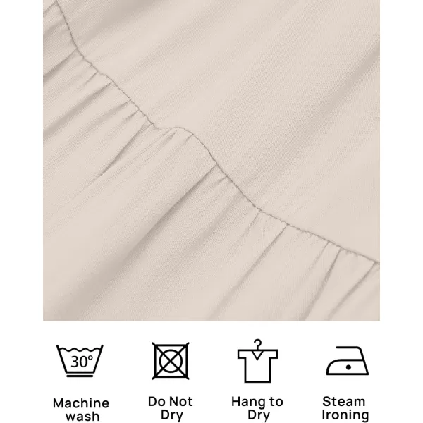 imageZESICA Womens 2023 Bohemian Summer Floral Print One Shoulder Sleeveless Smocked Ruffle Tiered Beach Long Midi DressBeige