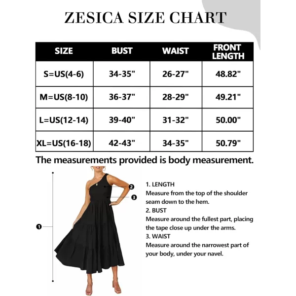 imageZESICA Womens 2023 Bohemian Summer Floral Print One Shoulder Sleeveless Smocked Ruffle Tiered Beach Long Midi DressBlack
