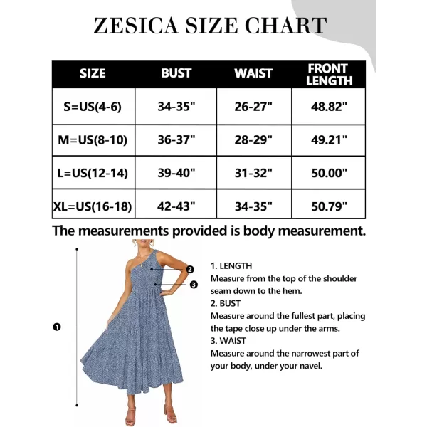 imageZESICA Womens 2023 Bohemian Summer Floral Print One Shoulder Sleeveless Smocked Ruffle Tiered Beach Long Midi DressDustyblue