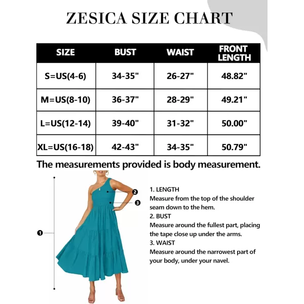 imageZESICA Womens 2023 Bohemian Summer Floral Print One Shoulder Sleeveless Smocked Ruffle Tiered Beach Long Midi DressPeacock