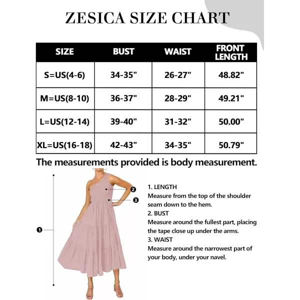 imageZESICA Womens 2023 Bohemian Summer Floral Print One Shoulder Sleeveless Smocked Ruffle Tiered Beach Long Midi DressSolidpink