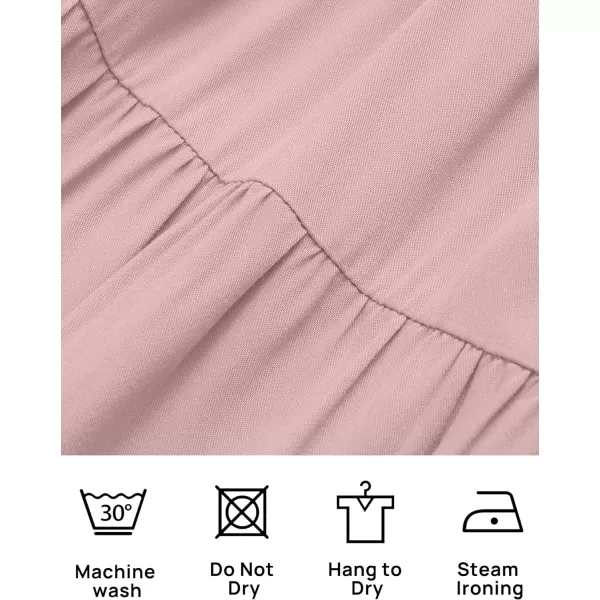 imageZESICA Womens 2023 Bohemian Summer Floral Print One Shoulder Sleeveless Smocked Ruffle Tiered Beach Long Midi DressSolidpink