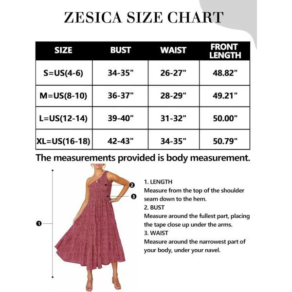 imageZESICA Womens 2023 Bohemian Summer Floral Print One Shoulder Sleeveless Smocked Ruffle Tiered Beach Long Midi DressUrbanred