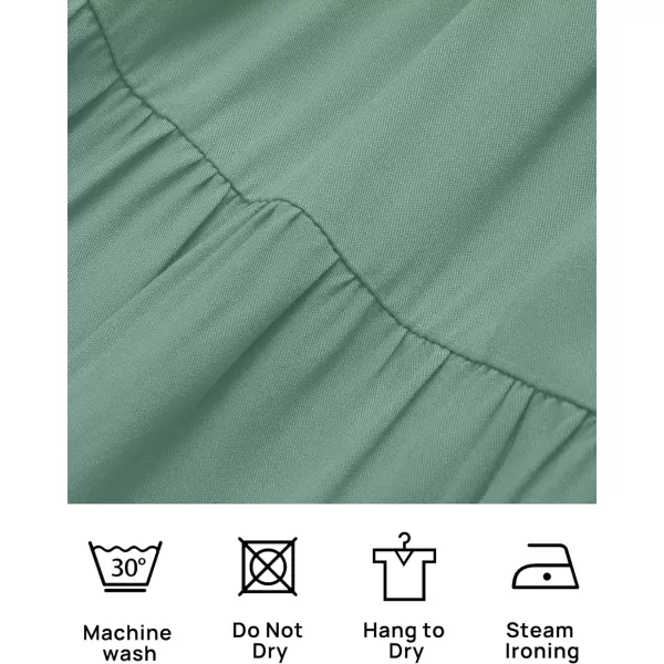 imageZESICA Womens 2023 Boho Sexy Off Shoulder Long Sleeve Smocked High Waist Side Split Flowy A Line Tiered Long Maxi DressGreen