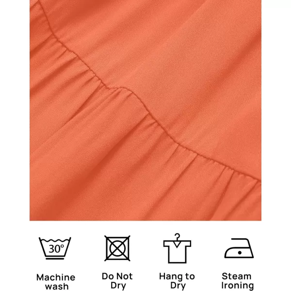 imageZESICA Womens 2023 Boho Sexy Off Shoulder Long Sleeve Smocked High Waist Side Split Flowy A Line Tiered Long Maxi DressOrange