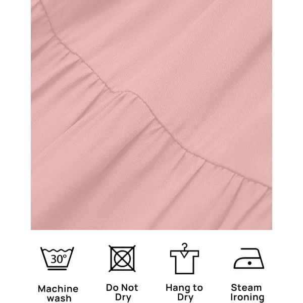 imageZESICA Womens 2023 Boho Sexy Off Shoulder Long Sleeve Smocked High Waist Side Split Flowy A Line Tiered Long Maxi DressPink