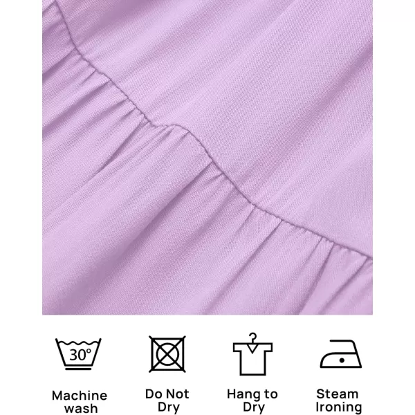 imageZESICA Womens 2023 Boho Sexy Off Shoulder Long Sleeve Smocked High Waist Side Split Flowy A Line Tiered Long Maxi DressPurple
