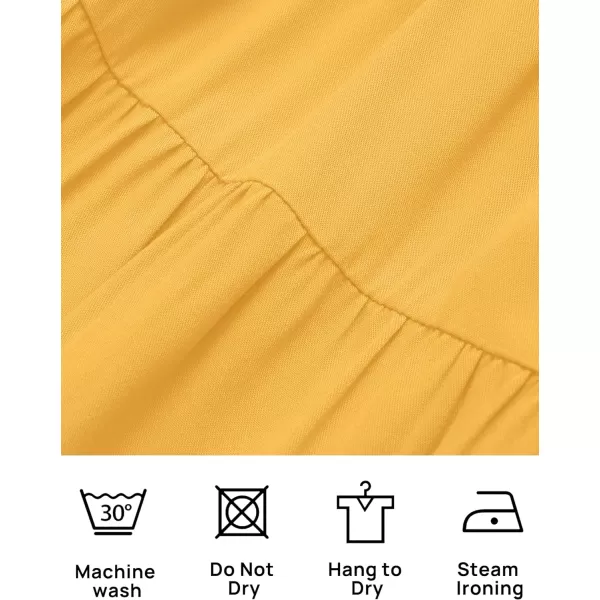 imageZESICA Womens 2023 Boho Sexy Off Shoulder Long Sleeve Smocked High Waist Side Split Flowy A Line Tiered Long Maxi DressYellow