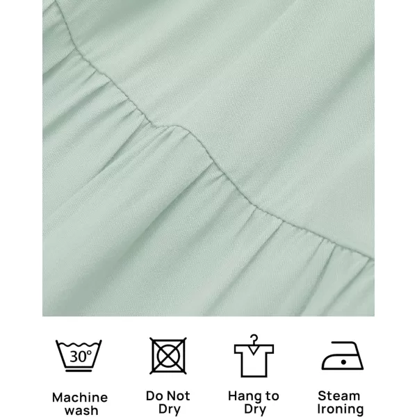 imageZESICA Womens 2023 Boho Summer One Shoulder Short Sleeve Smocked Side Split Ruffle Swing Midi DressLightgreen