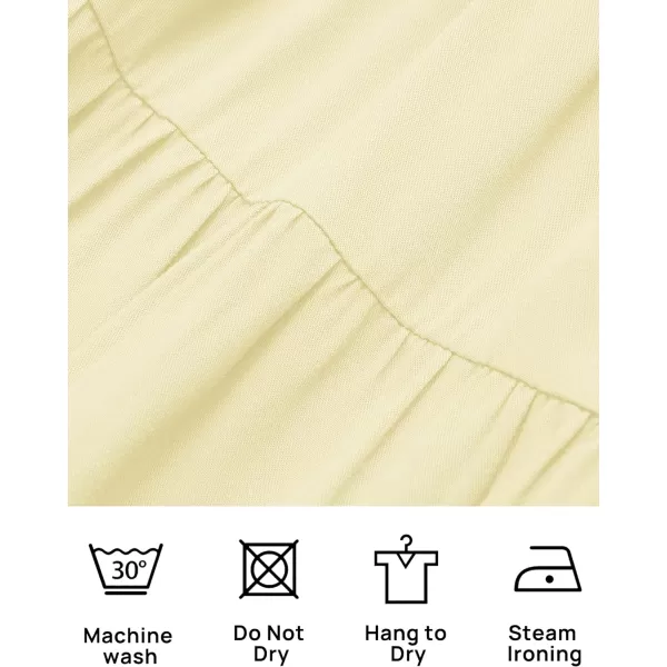 imageZESICA Womens 2023 Boho Summer One Shoulder Short Sleeve Smocked Side Split Ruffle Swing Midi DressLightyellow