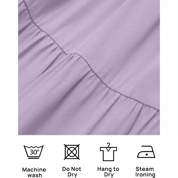 imageZESICA Womens 2023 Boho Summer One Shoulder Short Sleeve Smocked Side Split Ruffle Swing Midi DressPurple