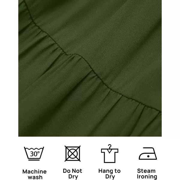 imageZESICA Womens 2023 Boho Summer Square Neck Puff Sleeve Off Shoulder Smocked Tiered Casual A Line Short Mini DressArmygreen