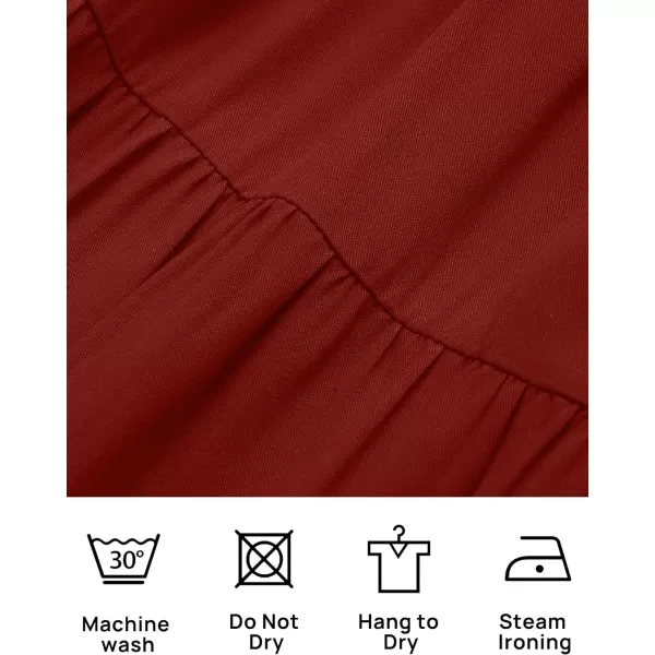 imageZESICA Womens 2023 Boho Summer Square Neck Puff Sleeve Off Shoulder Smocked Tiered Casual A Line Short Mini DressBrickred