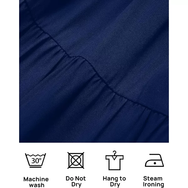 imageZESICA Womens 2023 Boho Summer Square Neck Puff Sleeve Off Shoulder Smocked Tiered Casual A Line Short Mini DressNavy