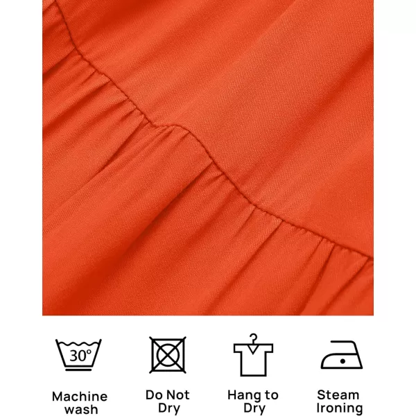 imageZESICA Womens 2023 Boho Summer Square Neck Puff Sleeve Off Shoulder Smocked Tiered Casual A Line Short Mini DressOrange