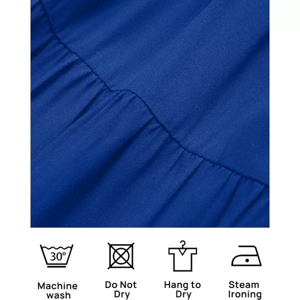 imageZESICA Womens 2023 Boho Summer Square Neck Puff Sleeve Off Shoulder Smocked Tiered Casual A Line Short Mini DressRoyalblue