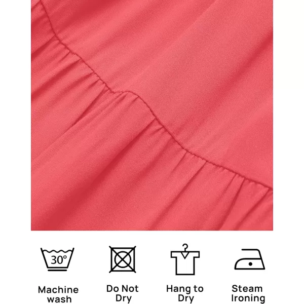 imageZESICA Womens 2023 Boho Summer Square Neck Puff Sleeve Off Shoulder Smocked Tiered Casual A Line Short Mini DressWatermelon