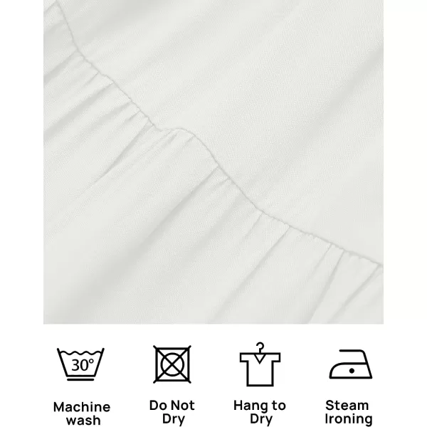 imageZESICA Womens 2023 Casual Crew Neck Flutter Sleeve Smocked High Waist Hollow Out Lace Trim Tiered A Line Midi DressIvory