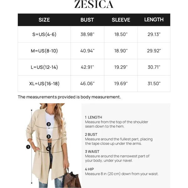 imageZESICA Womens 2023 Casual Lapel Cardigan Long Sleeve Open Front Irregular Hem Soft Knitted Sweater Coat with PocketsBeige
